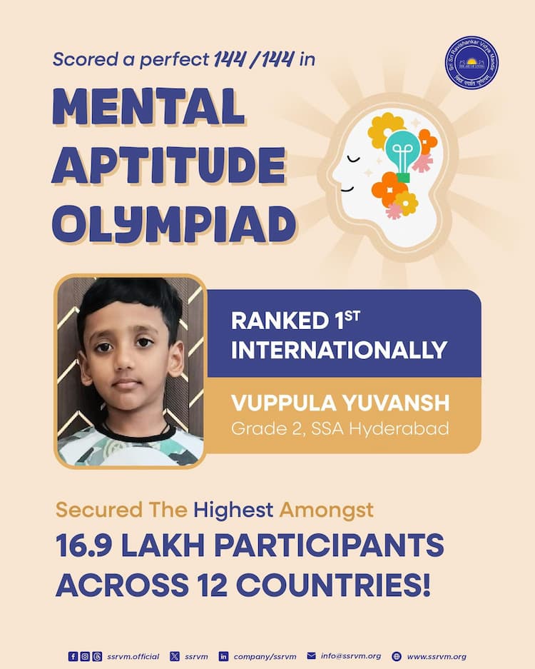 International Rank 1 in the Mental Aptitude Olympiad